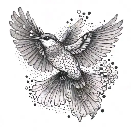 fantail bird in mid flight tattoo design idea
