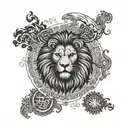 background map of Iran and Persian Gulf and the Caspian.  In the middle symbol of Iran's lion and sun under Ahura Mazda  tattoo design idea