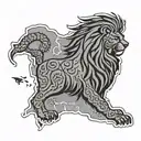 background map of Iran and Persian Gulf and the Caspian.  In the middle symbol of Iran's lion and sun under Ahura Mazda  tattoo design idea