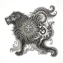 background map of Iran and Persian Gulf and the Caspian.  In the middle symbol of Iran's lion and sun under Ahura Mazda  tattoo design idea