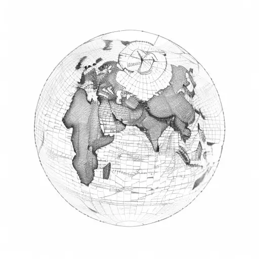 A detailed map of the world with landmarks from different cultures incorporated into the design tattoo design idea