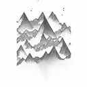 A majestic mountain range with a waterfall cascading down, symbolizing the thrill of trekking and exploration tattoo design idea