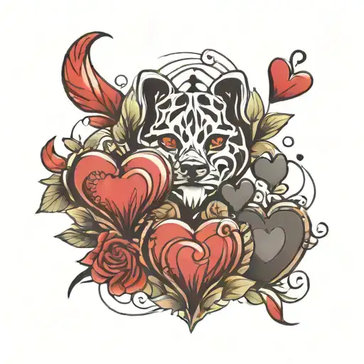 hearts signatures and paw prints slowly fading tattoo design idea