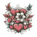 hearts signatures and paw prints slowly fading tattoo design idea