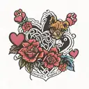 hearts signatures and paw prints slowly fading tattoo design idea