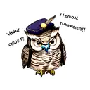Owl, Wise Owl, Graduation Cap, slightly Cartoony tattoo design idea