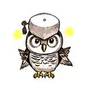 Owl, Wise Owl, Graduation Cap, slightly Cartoony tattoo design idea