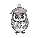 Owl, Wise Owl, Graduation Cap, slightly Cartoony tattoo design idea