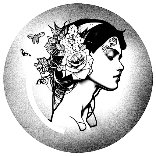 Girl, subway, bowl art by artgerm and greg rutkowski and alphonse mucha tattoo design idea