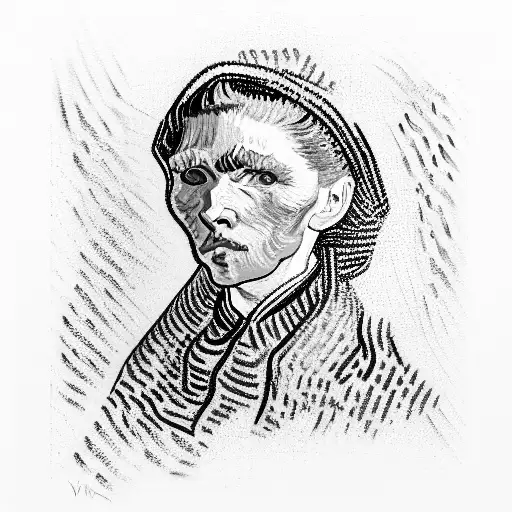 A vibrant oil painting close up of a female by Vincent van Gogh, trending on Art tattoo design idea