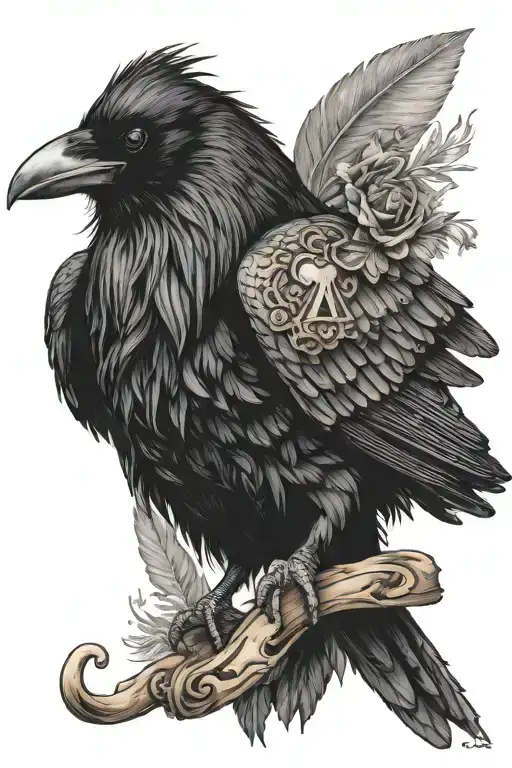 raven with ace of spades in its beak tattoo design idea