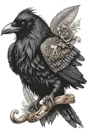 raven with ace of spades in its beak tattoo design idea