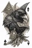 raven with ace of spades in its beak tattoo design idea