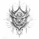 Create a tattoo that represents the concept of manifestation in a dark fantasy style tattoo design idea