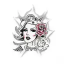 Lady punk tattoo design idea