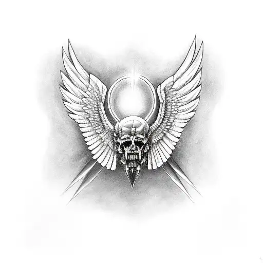 bodybuilder with wings tattoo design idea