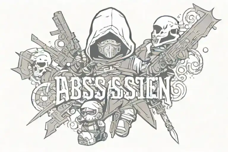 baby assassin letters tattoo design idea