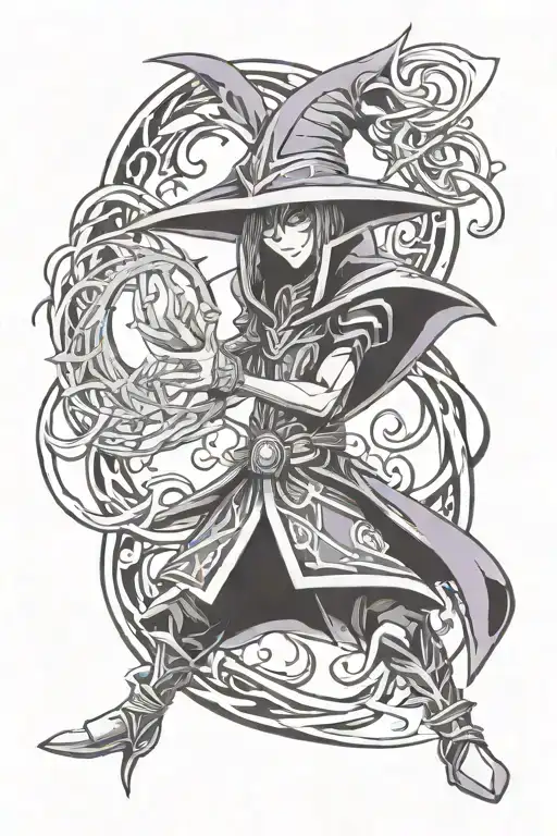Dark Magician Yugioh card art tattoo design idea