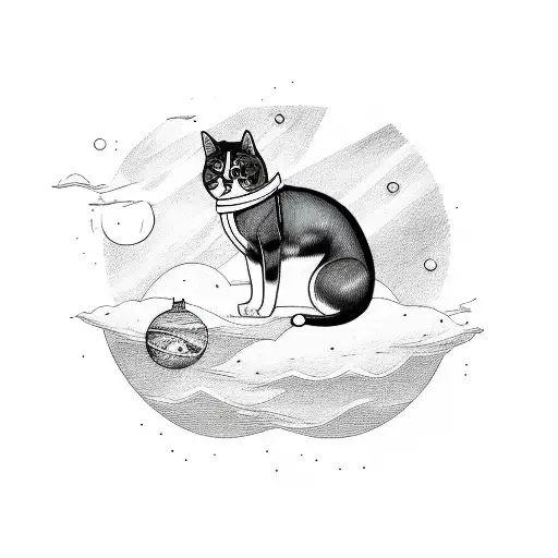 A dog and cat floating in space tattoo design idea