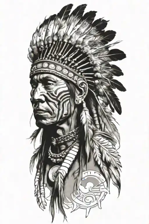 Native american warrior riding tattoo design idea