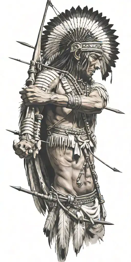 Native american shooting bow and arrow  tattoo design idea
