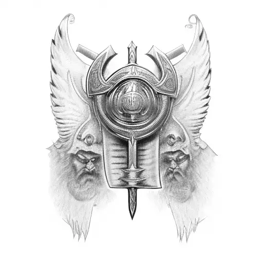 odin battleaxe valkyrie tattoo design idea