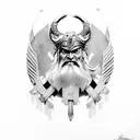 odin battleaxe valkyrie tattoo design idea