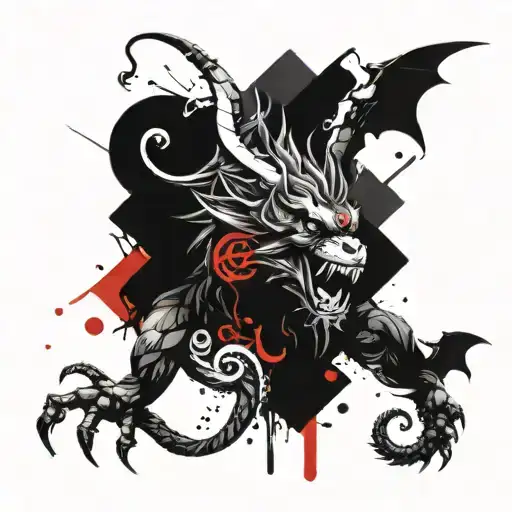 dragon and monkey  tattoo design idea