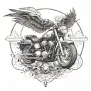 Witchcraft inspired tattoo incorporating elements of music and motorcycles tattoo design idea