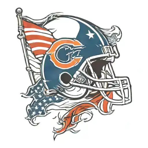 Chicago bears American flag  tattoo design idea