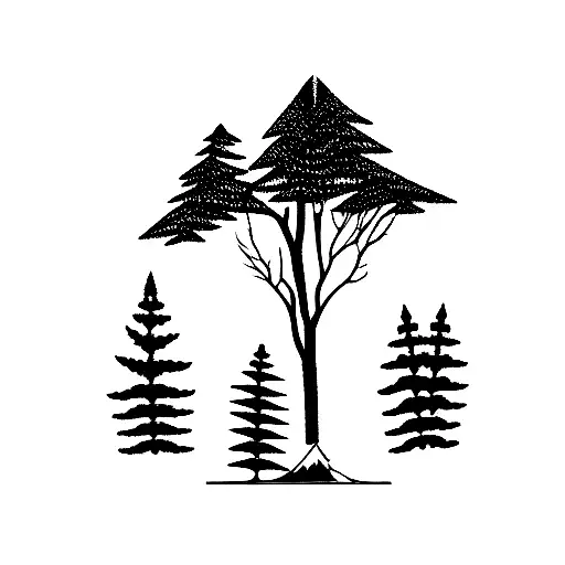 ararat mountain with cedar tree and armenian eternity sign tattoo design idea