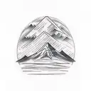 a simple linear tattoo with a cedar tree and ararat mountain and the armenian eternity symbol tattoo design idea