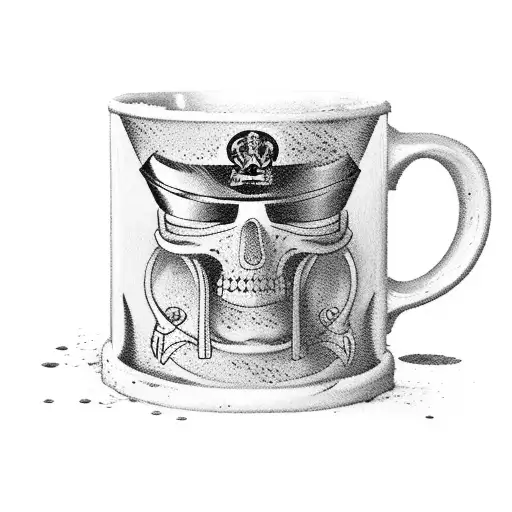 mug glass with captain Morgan logo tattoo design idea
