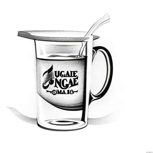 mug glass with rum and coke logo tattoo design idea