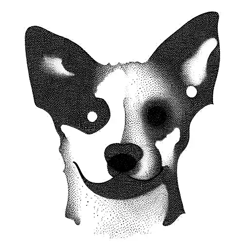 70s flowers and dog tattoo design idea