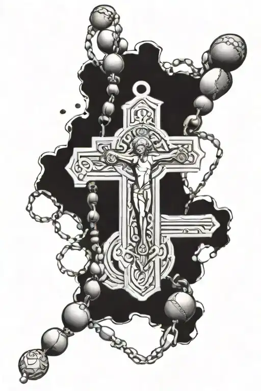 rosary, god, family, dad, football, number 9, unity, resilience, persistence and faith tattoo design idea
