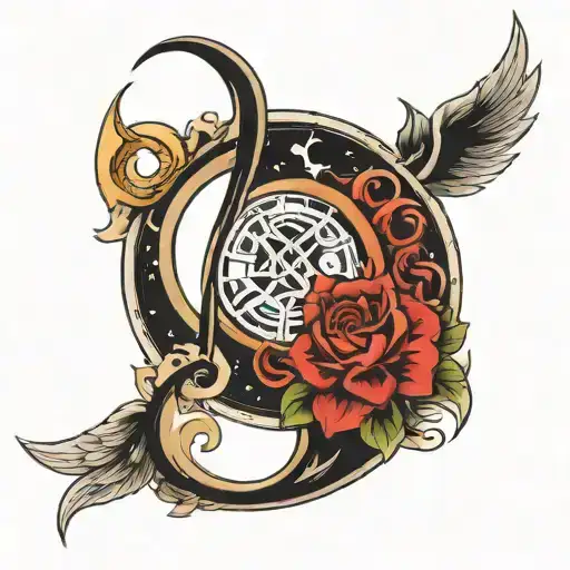 lunar symbols integrated tattoo design idea