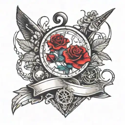 saw movie reverse trap with flowers tattoo design idea