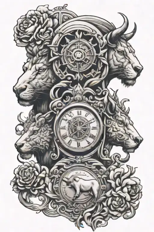 Libra Leo Cancer Taurus together  tattoo design idea