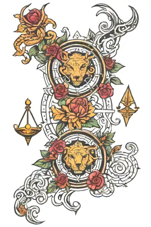 Libra Leo Cancer Taurus together  tattoo design idea