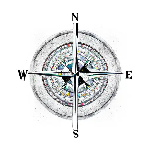 compass rose witch mountain and knife tattoo design idea