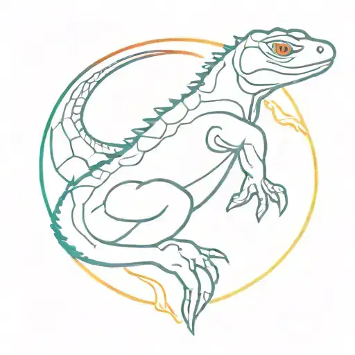 Reptile with rainbow tattoo design idea