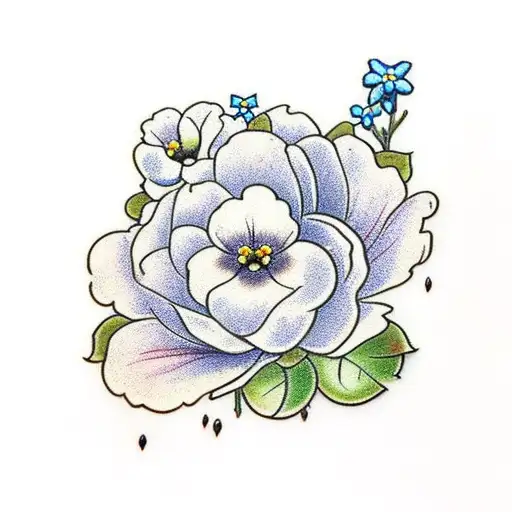 forget me not flowers with the date 07/09 tattoo design idea