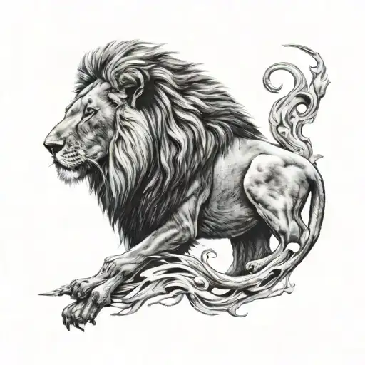 lion head and number 7 tattoo design idea