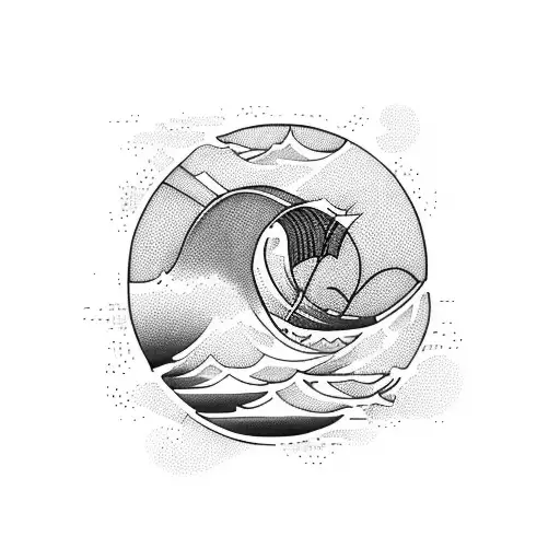 Surfing waves tattoo design idea