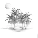 Palm trees at sunset tattoo design idea