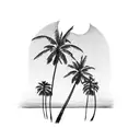 Palm trees at sunset tattoo design idea