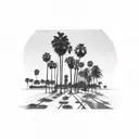 Palm trees at sunset tattoo design idea