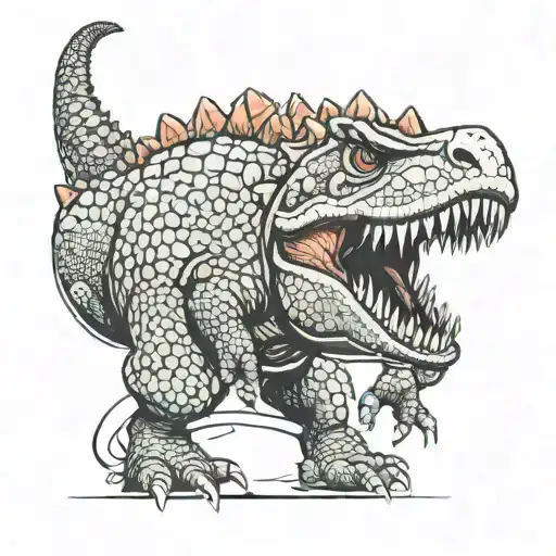 Bloody Trex attacking an Ankylosaurus tattoo design idea