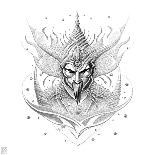 trishul with earth, fire, water and air tattoo design idea